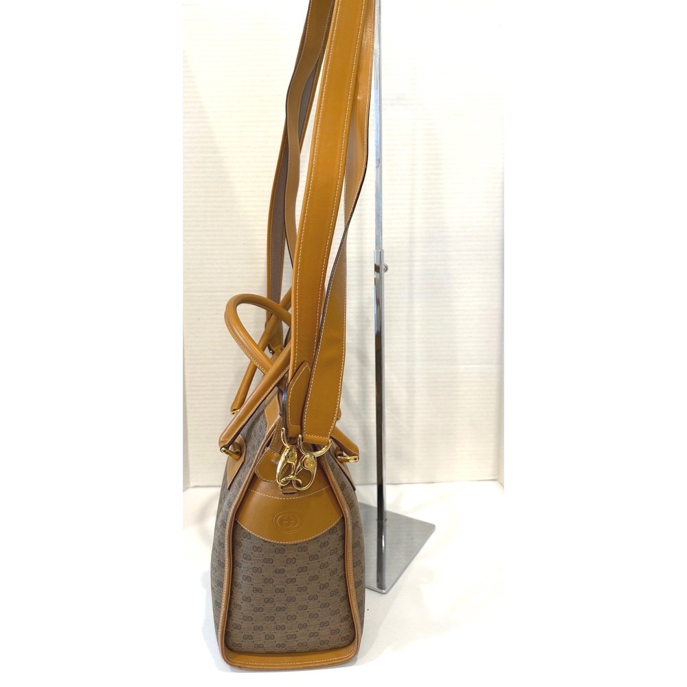 Gucci Microguccissima Satchel Medium Tan Brown Vintage Crossbody Bag Purse‎ - Picture 2 of 13